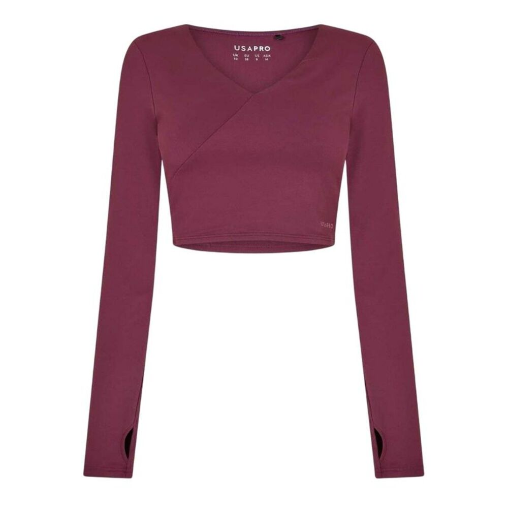 USA Pro Womens/Ladies Cropped Wrap Top / Dark Cherry